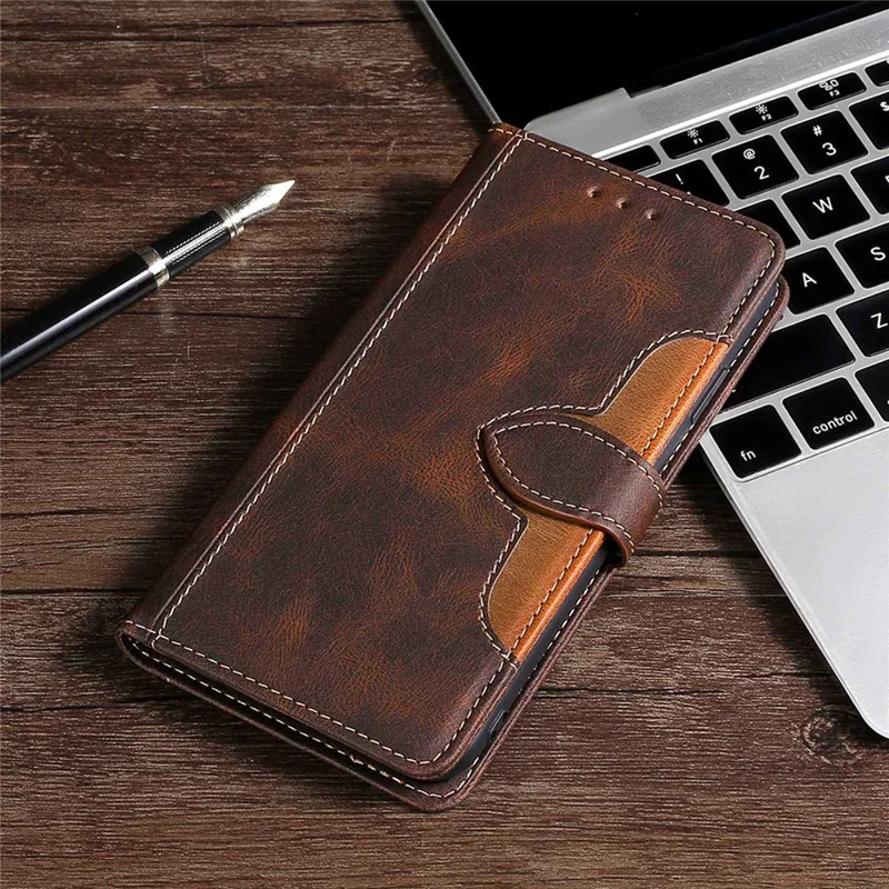 Für Samsung Galaxy A15 4G / A15 5G Cover Strohhutentwurf PU-Leder Ständer Brieftasche Handy Hülle - Braun