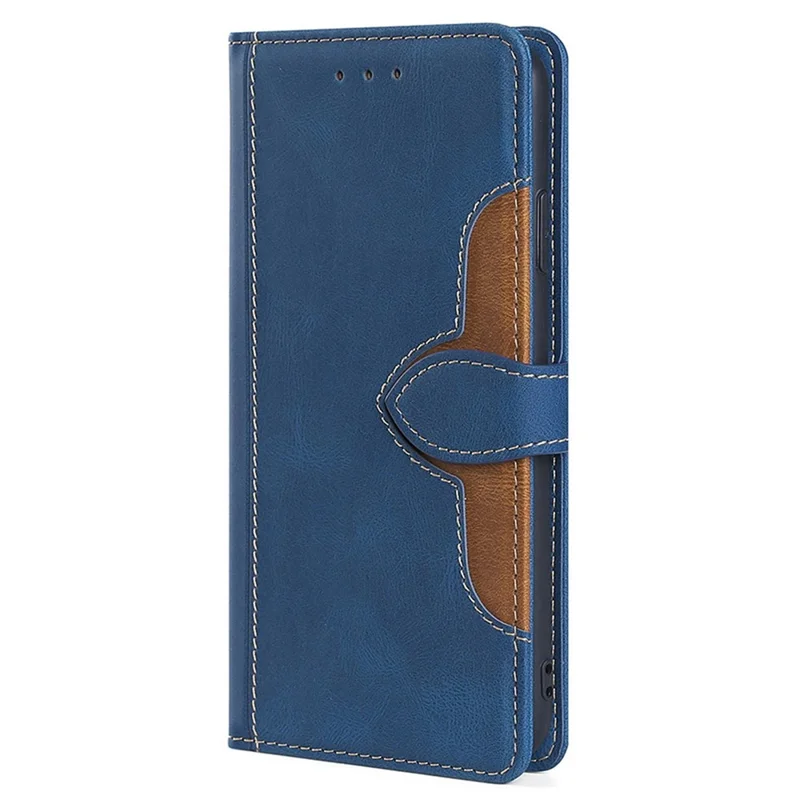 For Samsung Galaxy A15 4G / A15 5G Cover Straw Hat Design PU Leather Stand Wallet Cell Phone Case - Blue