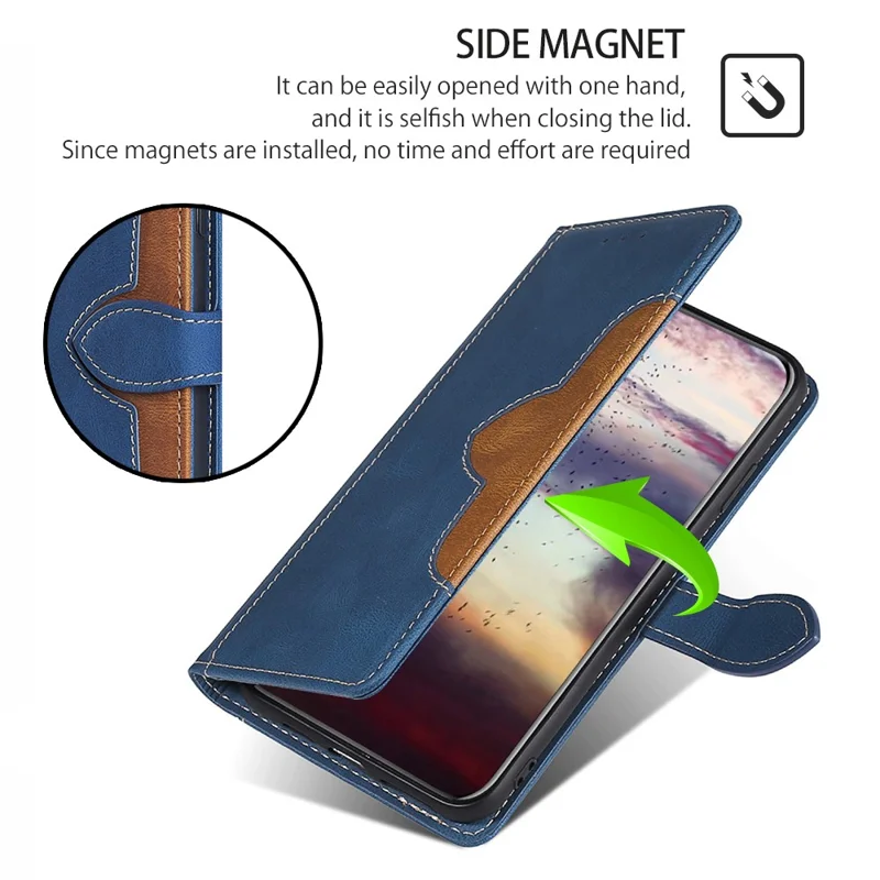For Samsung Galaxy A25 5G (Global) (161.0 x 76.5 x 8.3mm) Leather Cover Stand Wallet Phone Case - Blue