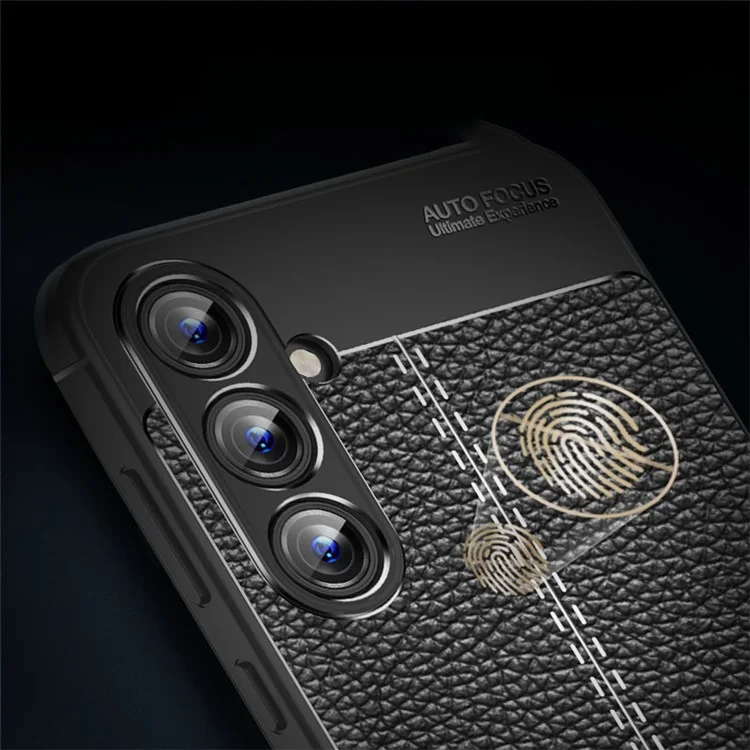 Para Samsung Galaxy A55 5G Case Capa a prova de choque Textura de Litchi TPU Shell Capa de telefone Slim-fit - Preto