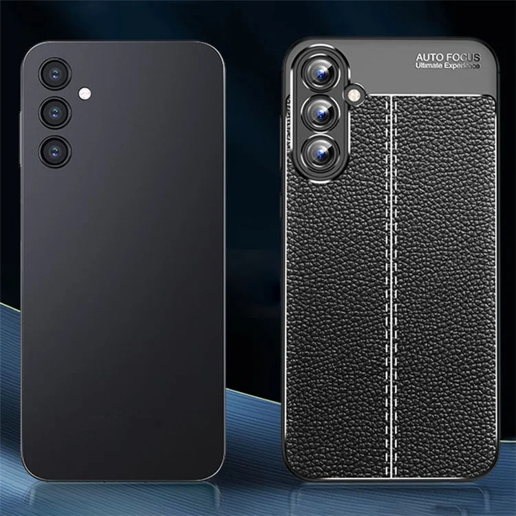 Para Samsung Galaxy A55 5G Case Capa a prova de choque Textura de Litchi TPU Shell Capa de telefone Slim-fit - Preto