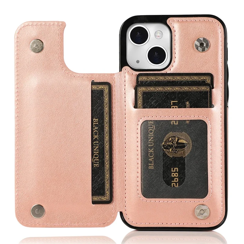 Pour iPhone 15 Plus Étui en Cuir PU + TPU Mandala Fleur Porte-Carte Housse de Téléphone - Rose Gold
