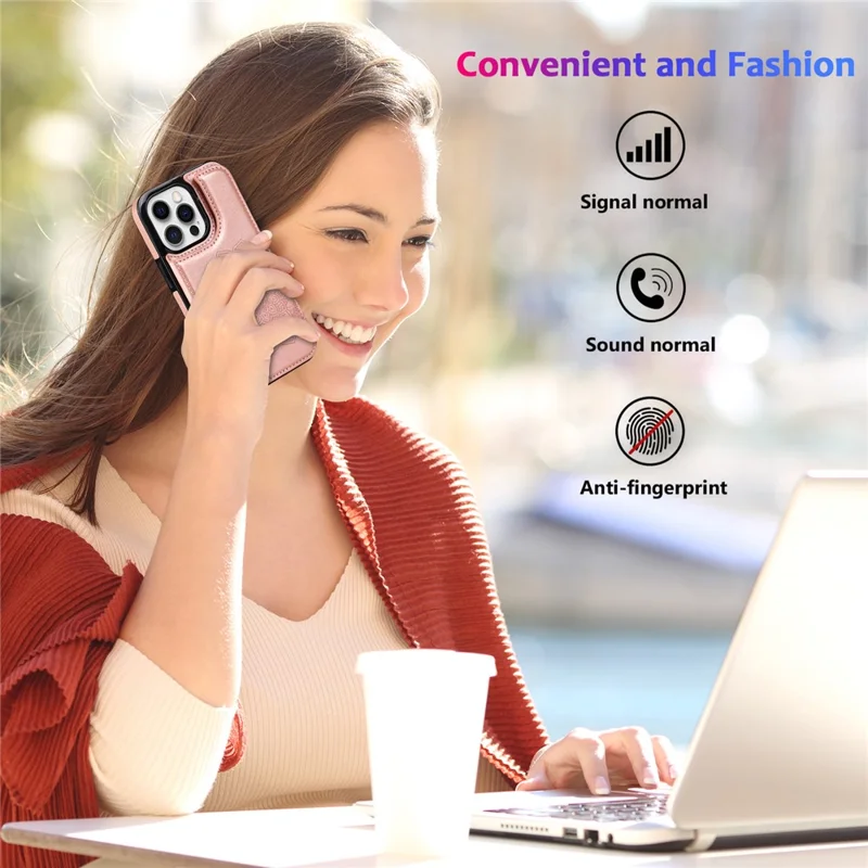 For iPhone 15 Pro Cell Phone Case Imprinted Mandala Flower PU Leather+TPU Anti-fall Cover - Rose Gold
