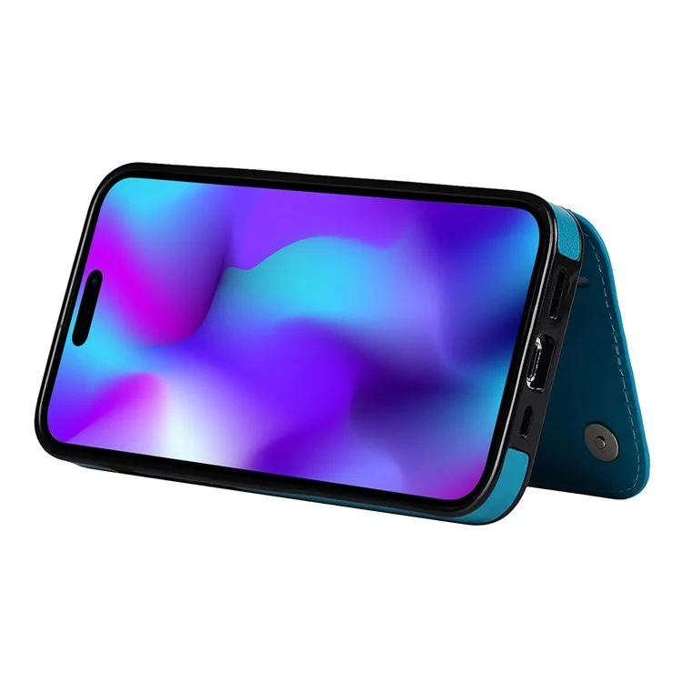 Para iPhone 14 Pro Cell Phone Case Mandala Imprinted Drop Proof PU Leather+TPU Cover - Blue