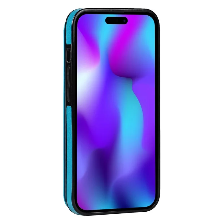 Para iPhone 14 Pro Cell Phone Case Mandala Imprinted Drop Proof PU Leather+TPU Cover - Blue