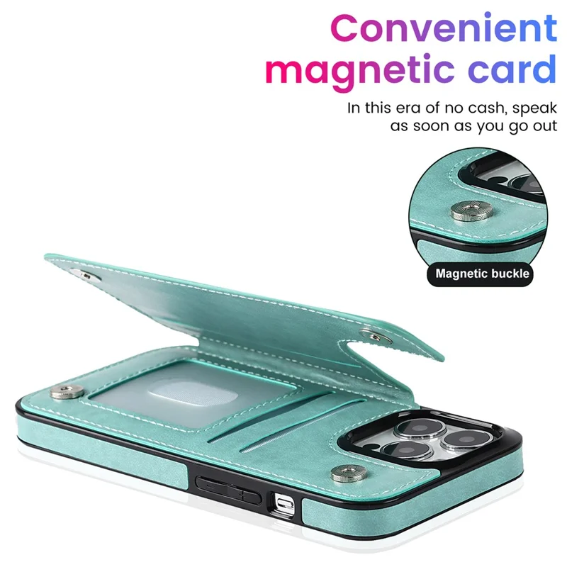 For iPhone 14 Pro Cell Phone Case Mandala Imprinted Drop Proof PU Leather+TPU Cover - Green