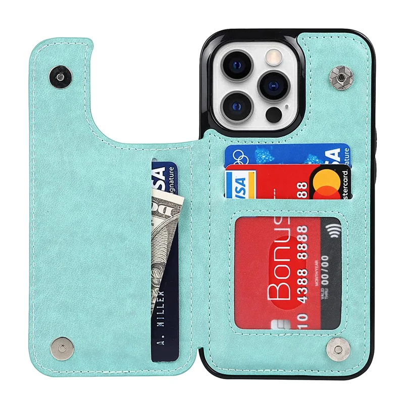For iPhone 14 Pro Cell Phone Case Mandala Imprinted Drop Proof PU Leather+TPU Cover - Green
