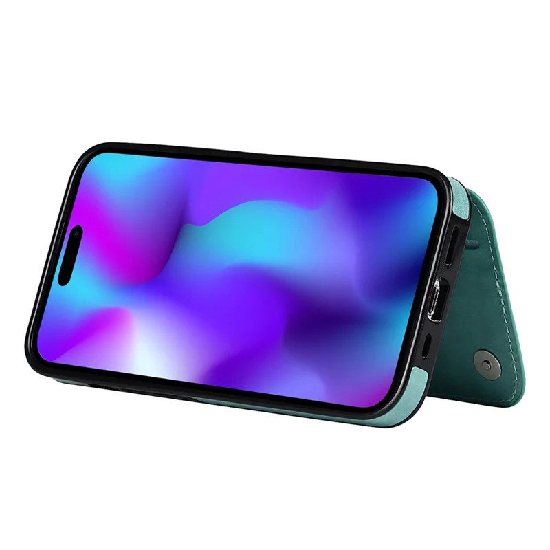 For iPhone 14 Pro Cell Phone Case Mandala Imprinted Drop Proof PU Leather+TPU Cover - Green