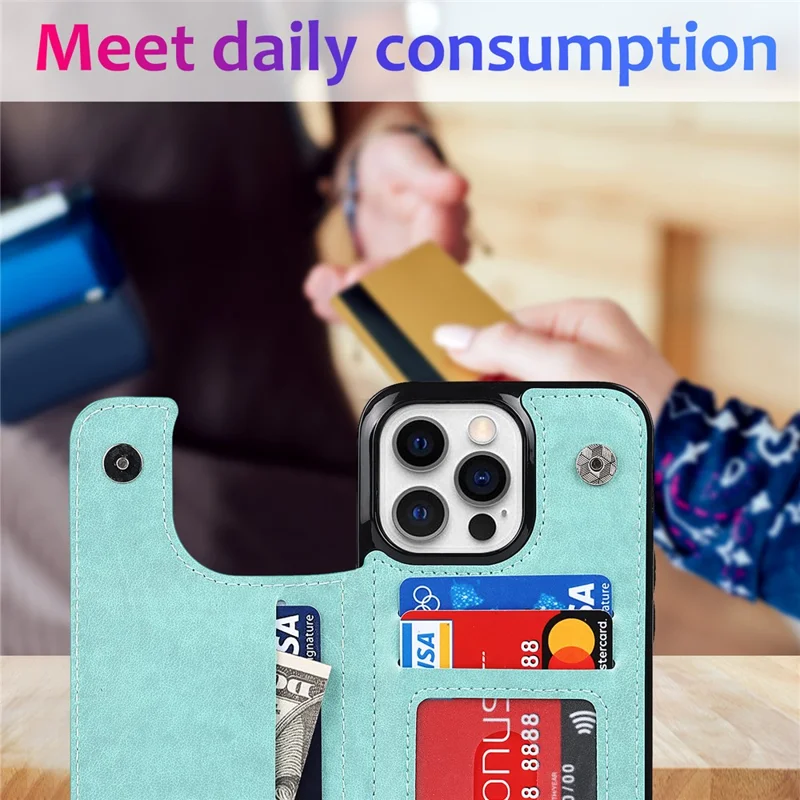 For iPhone 14 Pro Cell Phone Case Mandala Imprinted Drop Proof PU Leather+TPU Cover - Green