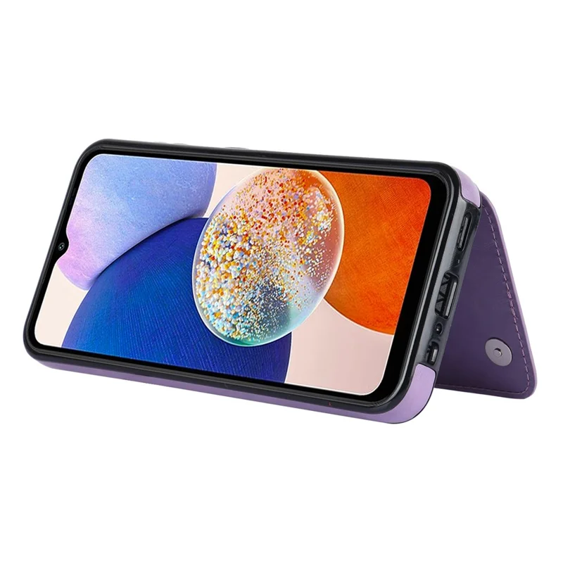 Para Samsung Galaxy A14 5G / 4G Couro+Capa de TPU com Suporte Flor Mandala Estampada Capa de Telefone - Roxo