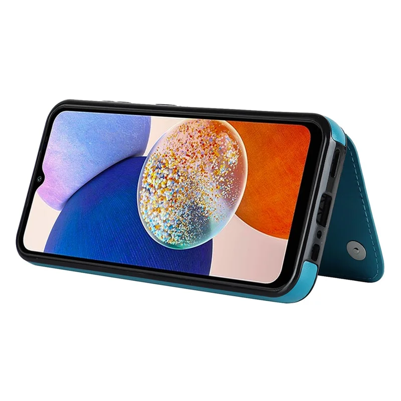 Pour Samsung Galaxy A15 5G Étui de téléphone magnétique Mandala Flower Imprinted Card Slots Cover - Bleu foncé