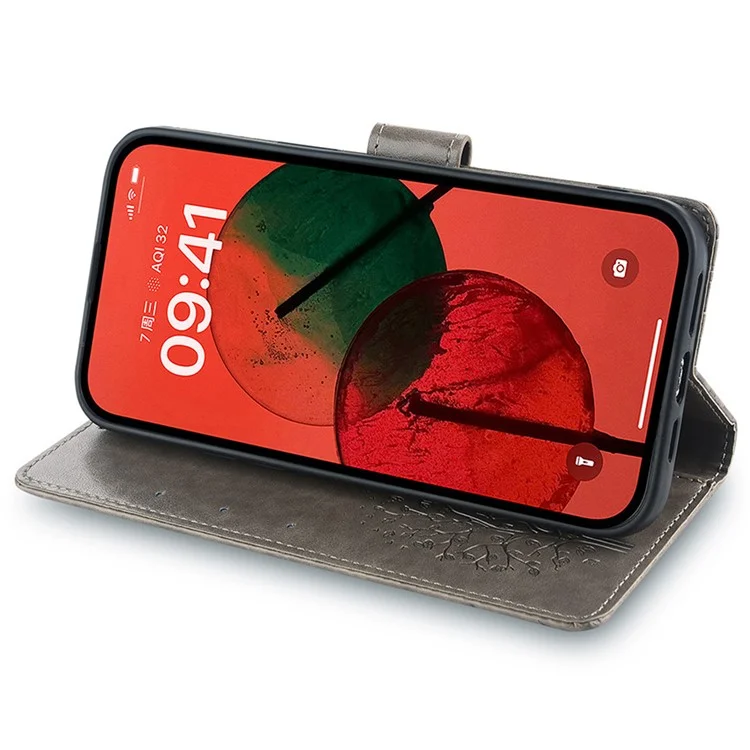 Für Honor Play 50 Plus 5G / Play 8T 5G / X7b 4G / 90 Smart Case Geprägtes Hirsch-Baum-Muster Leder Handyhülle - Grau