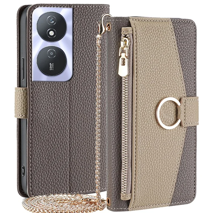 Para Honor Play 50 Plus 5G / Play 8T 5G / X7b 4G / 90 Smart Case Funda de Piel con Tarjetero y Soporte - Gris