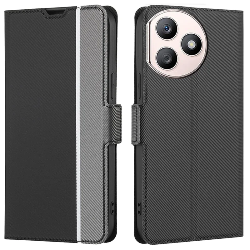 For Honor X50i+ 5G Super Thin PU Leather Cover Stand View Shockproof Cell Phone Case - Black