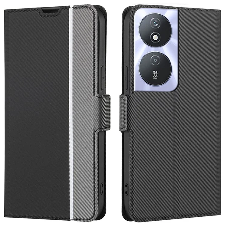 For Honor Play 50 Plus 5G / 8T 5G / X7b 4G / 90 Funda Protectora Inteligente Antiarañazos de Cuero PU con Soporte - Negro 