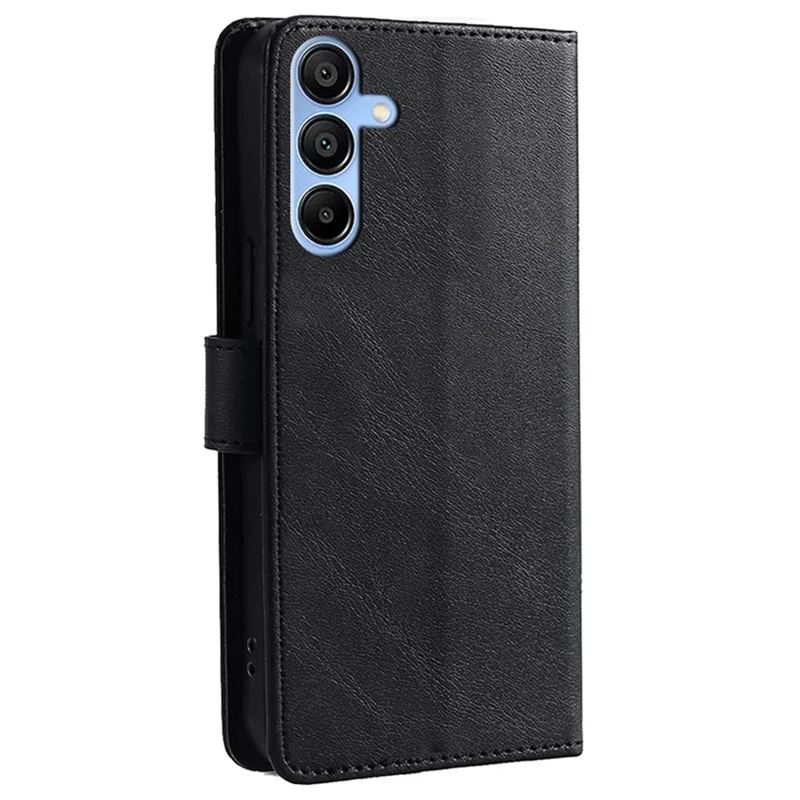 Para Samsung Galaxy A15 4G / 5G Carteira Case Phone Leather Cover Calf Texture - Preto