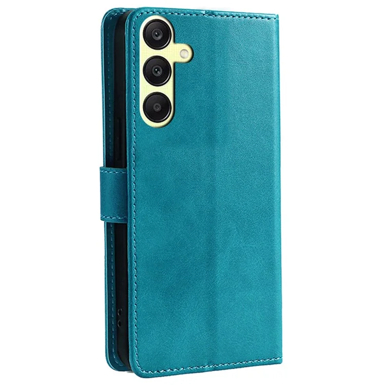 Leather Case for Samsung Galaxy A25 5G (Global) (161.0 x 76.5 x 8.3mm) Wallet Stand Cover - Baby Blue