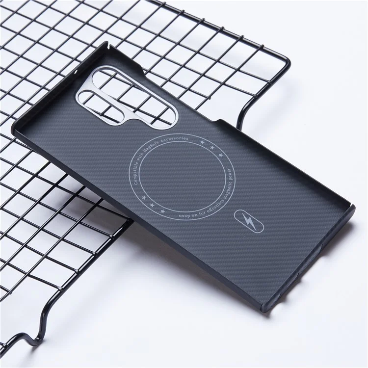 Pour Samsung Galaxy S22 Ultra 5G Etui 600D Texture Fine Fibre Aramide Housse de Téléphone Compatible avec MagSafe