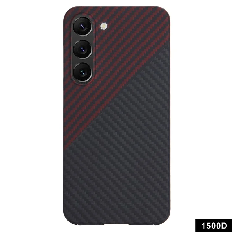 Für Samsung Galaxy S23 Slim Case 1500D Textur Aramid Fiber Schwarz / Rotes Handyhülle