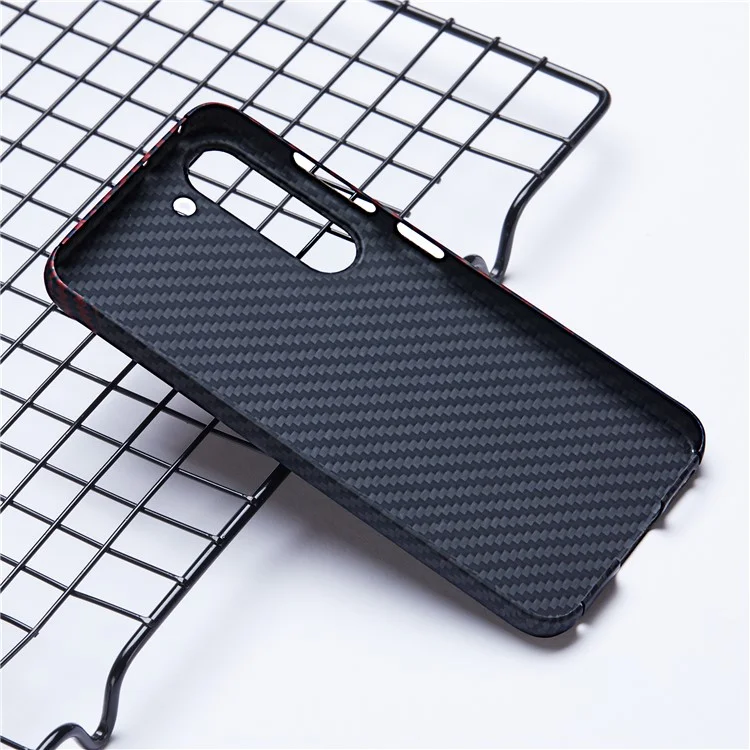 Für Samsung Galaxy S23 Slim Case 1500D Textur Aramid Fiber Schwarz / Rotes Handyhülle