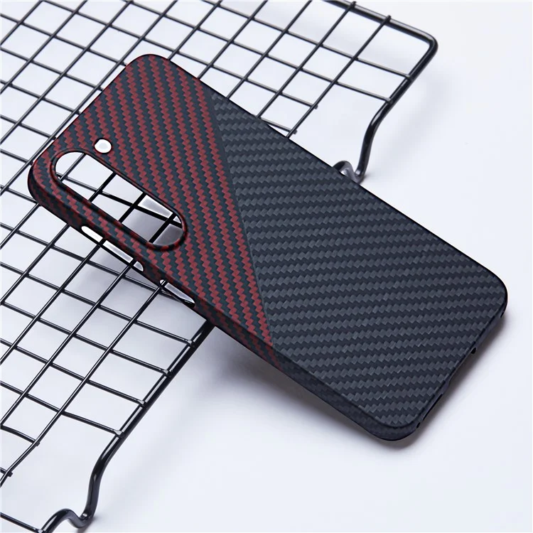 Für Samsung Galaxy S23 Slim Case 1500D Textur Aramid Fiber Schwarz / Rotes Handyhülle
