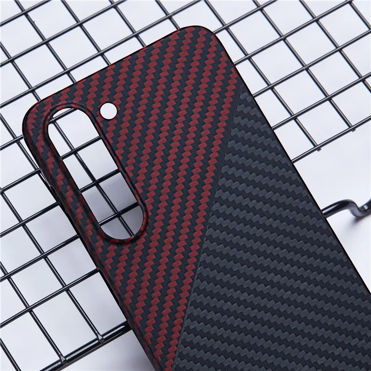 Für Samsung Galaxy S23 Slim Case 1500D Textur Aramid Fiber Schwarz / Rotes Handyhülle