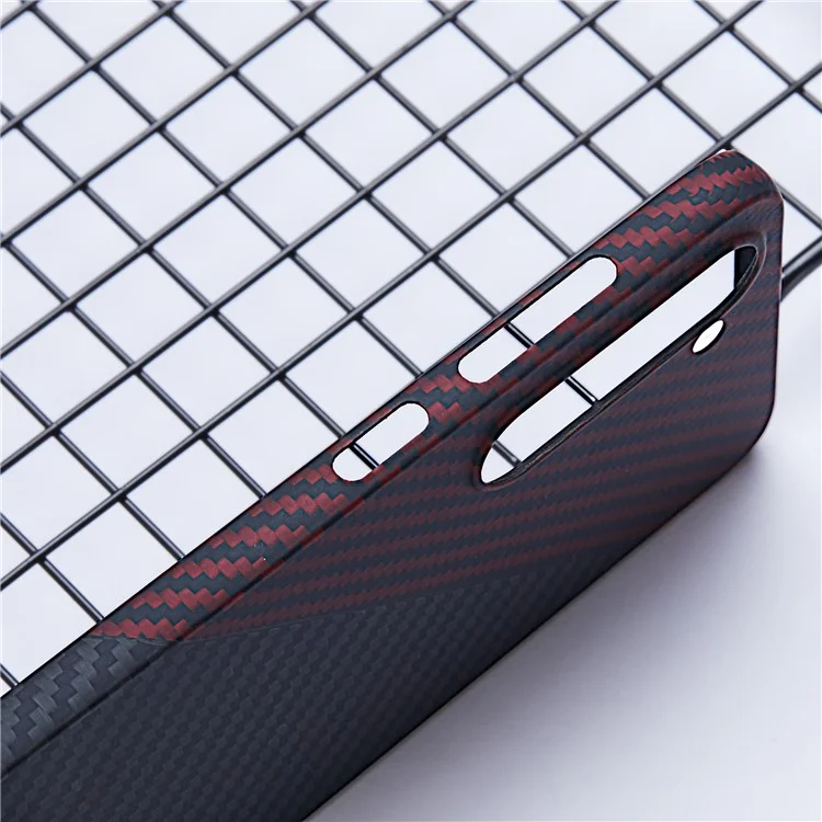 Für Samsung Galaxy S23 Slim Case 1500D Textur Aramid Fiber Schwarz / Rotes Handyhülle