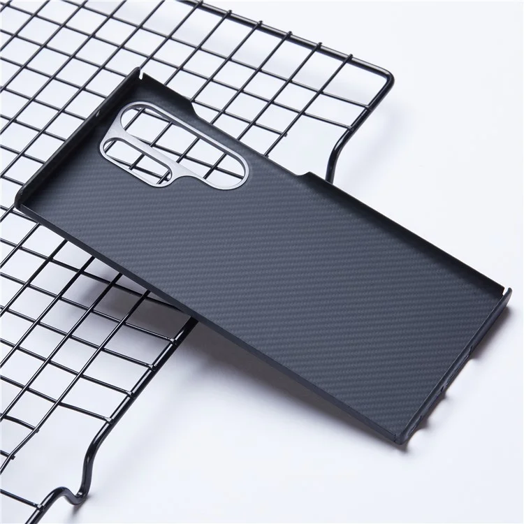 Für Samsung Galaxy S24 Ultra Slim Case 600D Fine Texture Aramid Fiber Black Phone Cover mit Metalllinsenrahmen
