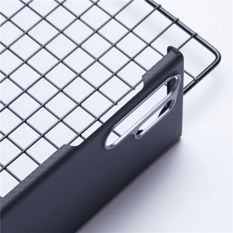 Für Samsung Galaxy S24 Ultra Slim Case 600D Fine Texture Aramid Fiber Black Phone Cover mit Metalllinsenrahmen