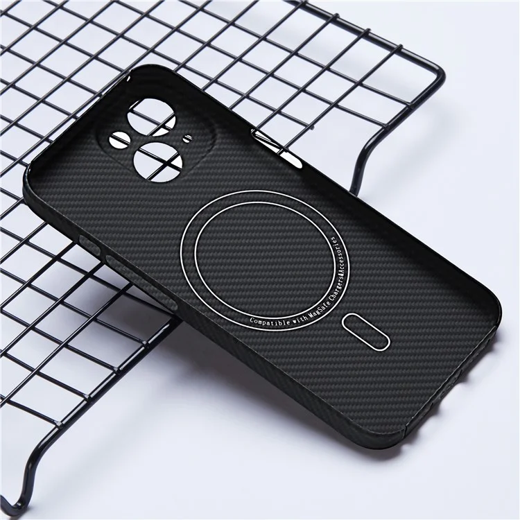 Housse en fibre d'aramide pour étui iPhone 13 Coque fine en texture 600D compatible avec MagSafe (trou de lentille précis)