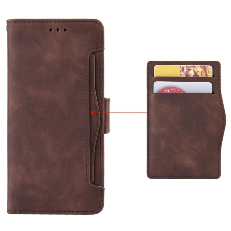 For ZTE Blade A54 Leather Folio Wallet Case Stand View Phone Cover Card Slots - Brown