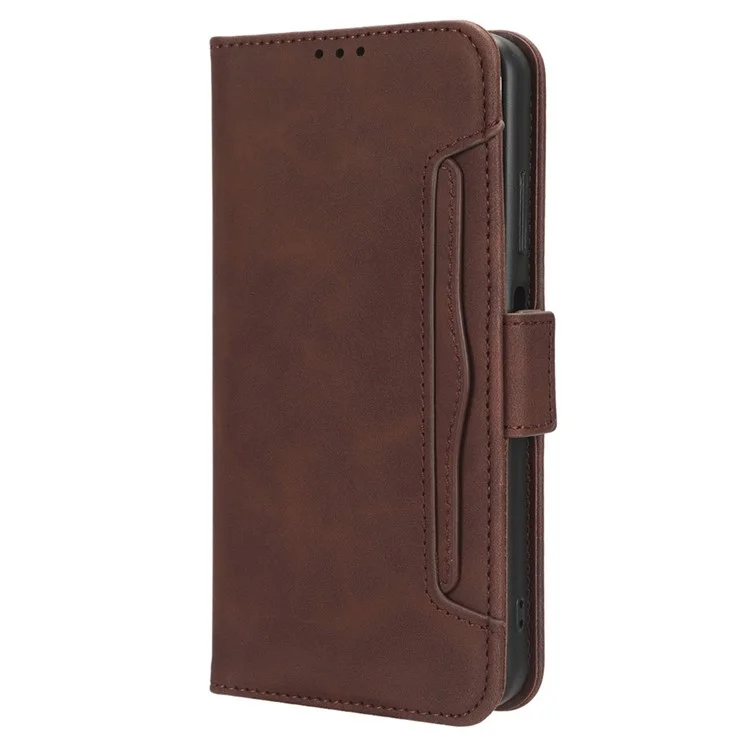 For ZTE Blade A54 Leather Folio Wallet Case Stand View Phone Cover Card Slots - Brown