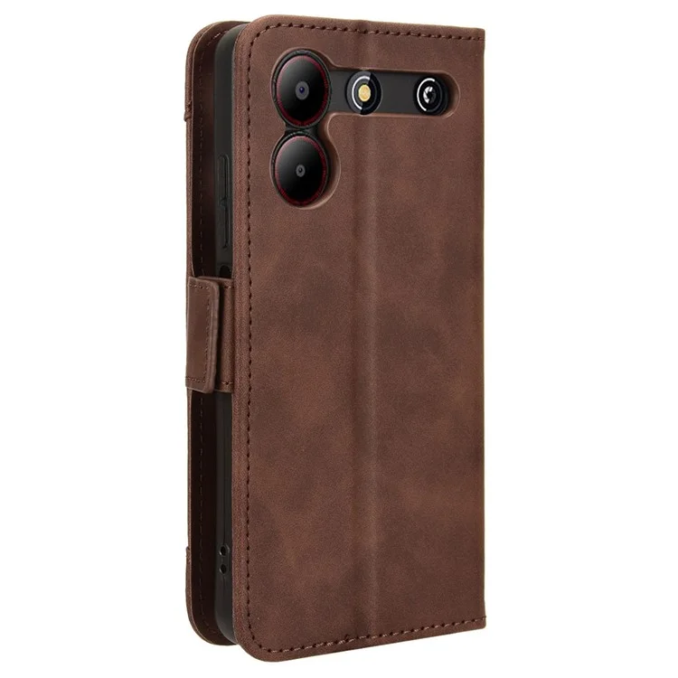 Para ZTE Blade A54 Capa carteira de couro tipo folio, suporte para visualização, slots para cartões - Marrom