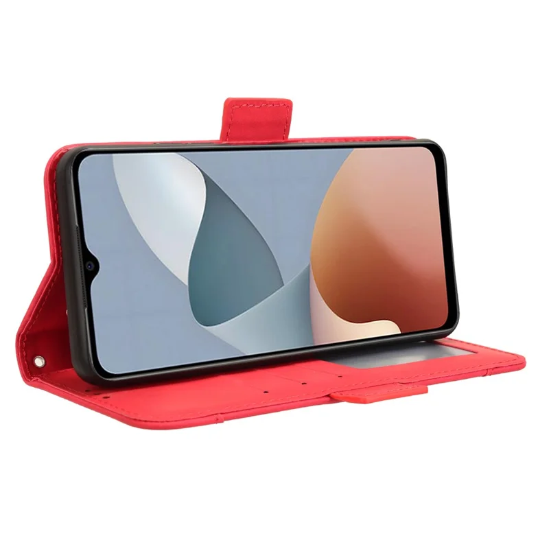 For ZTE Blade A54 Leather Folio Wallet Case Stand View Phone Cover Card Slots - Red