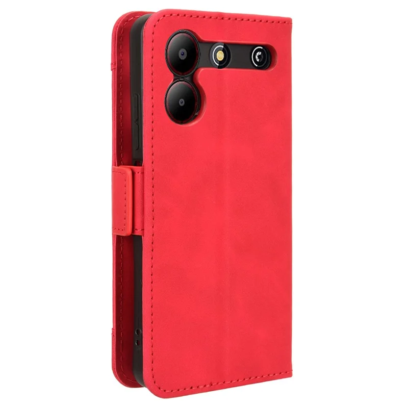 For ZTE Blade A54 Leather Folio Wallet Case Stand View Phone Cover Card Slots - Red