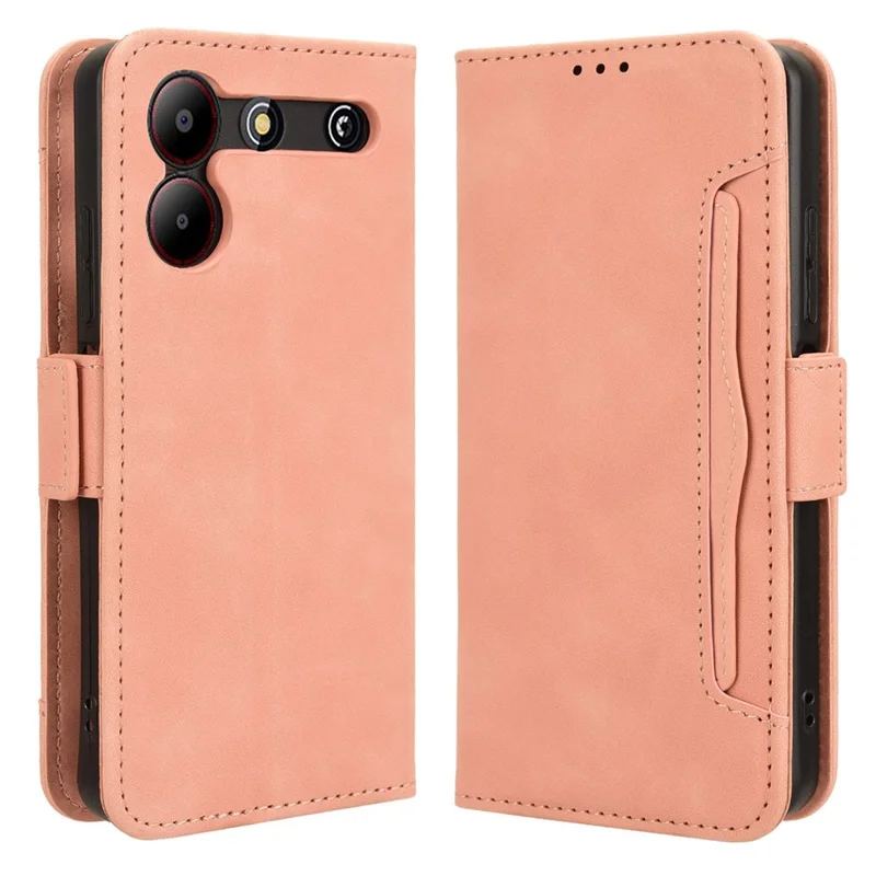 For ZTE Blade A54 Leather Folio Wallet Case Stand View Phone Cover Card Slots - Pink