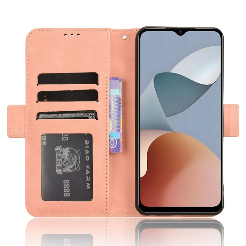 For ZTE Blade A54 Leather Folio Wallet Case Stand View Phone Cover Card Slots - Pink