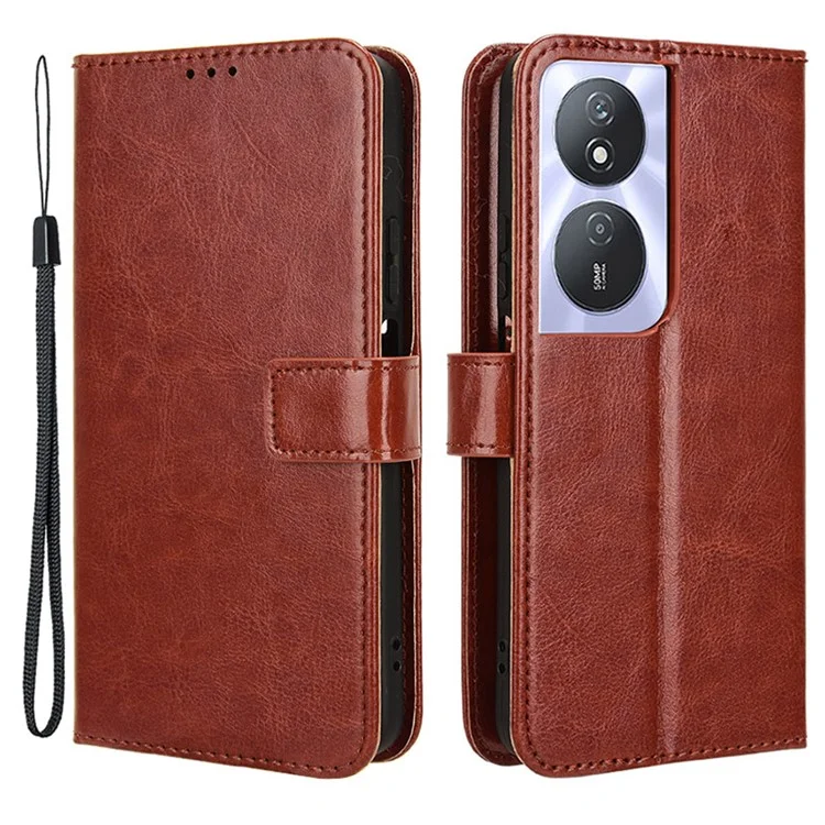 For Honor Play 50 Plus 5G / Play 8T 5G / X7b 4G / X7b 5G / 90 Smart Case Crazy Horse Texture Leather Wallet Stand Phone Cover - Brown