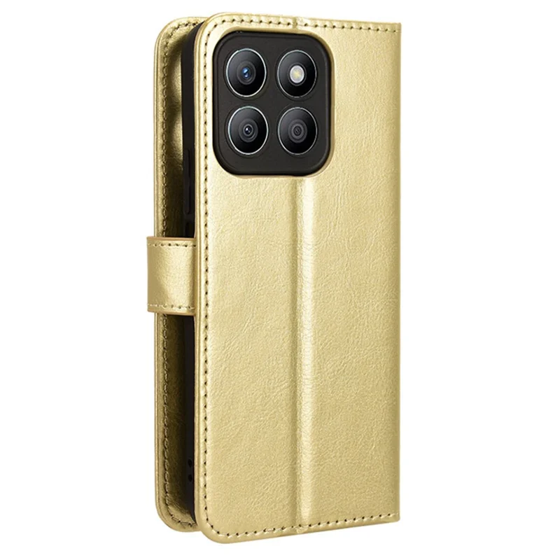 For Honor X8b 4G Cell Phone Case Magnetic Clasp Leather Protective Cover with Wallet Stand - Gold
