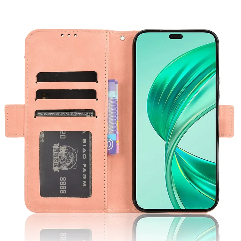 For Honor X8b 4G PU Leather Phone Case Stand Mobile Cover with Multiple Card Slots - Pink