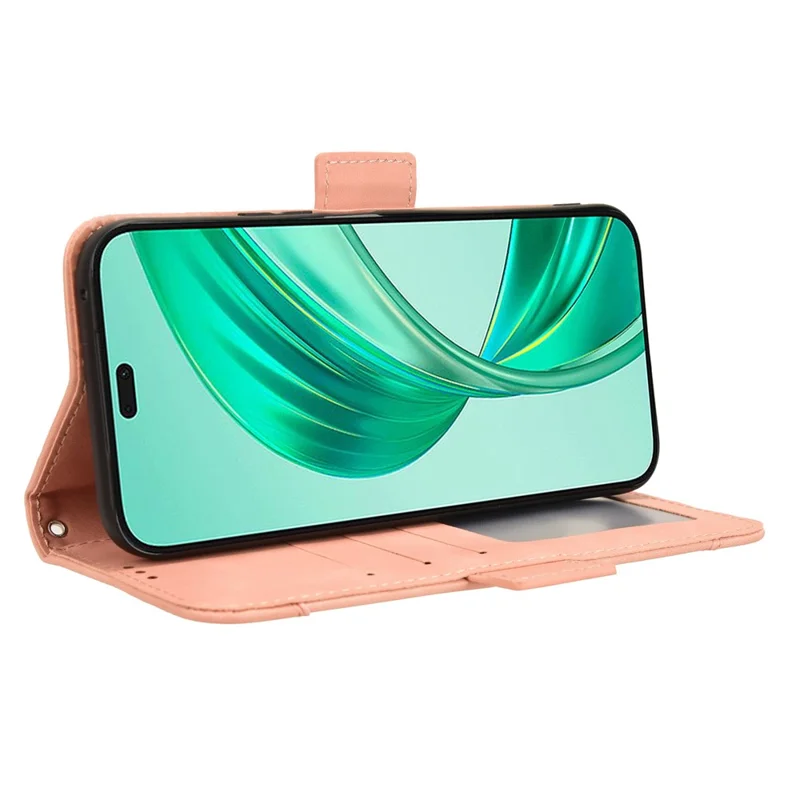 For Honor X8b 4G PU Leather Phone Case Stand Mobile Cover with Multiple Card Slots - Pink