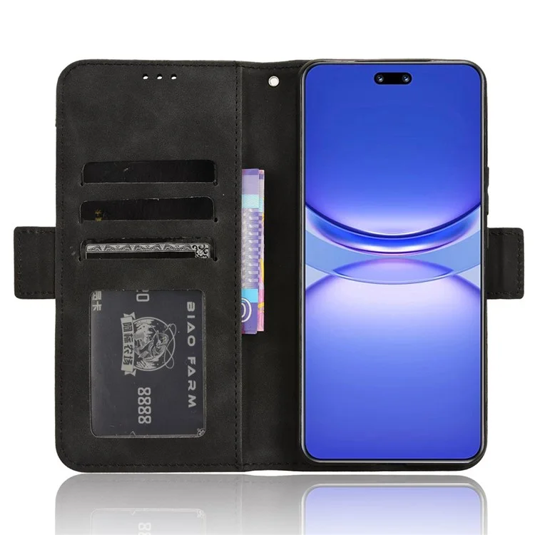 Para Huawei nova 12 5G Case Anti-Scratch PU Leather Phone Shell Stand Multiple Card Slots Cover - Preto