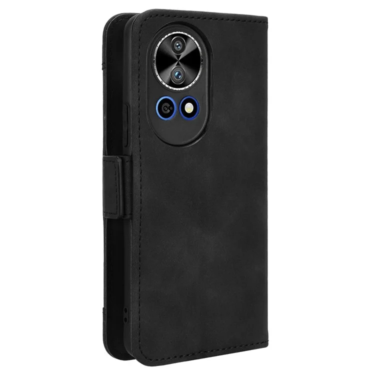 Para Huawei nova 12 5G Case Anti-Scratch PU Leather Phone Shell Stand Multiple Card Slots Cover - Preto