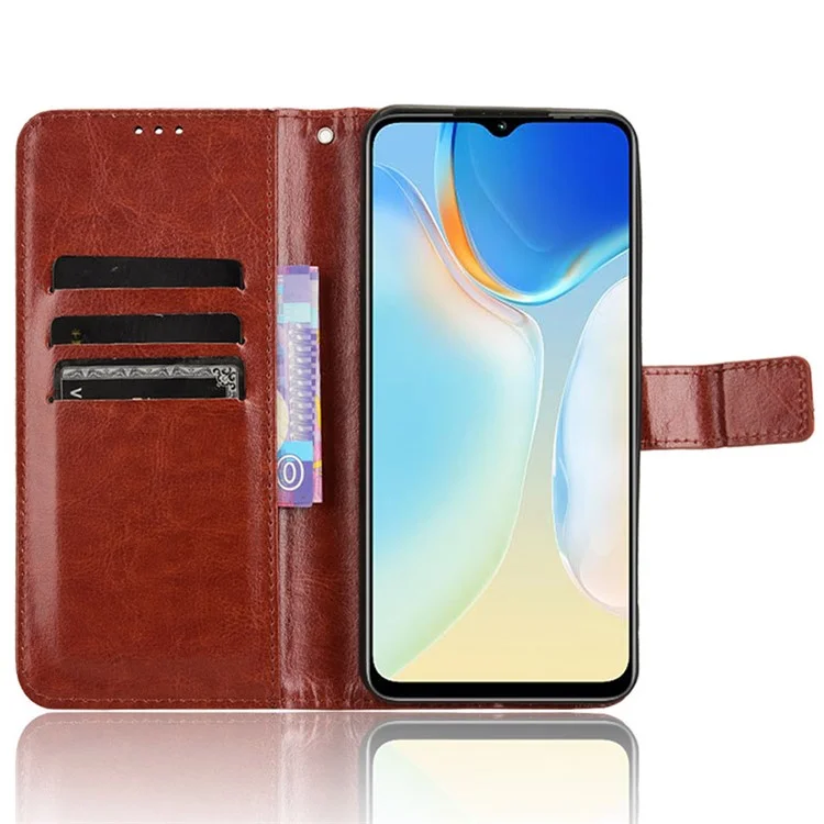 For itel A70 A665L Case Crazy Horse Texture Leather Wallet Stand Magnetic Clasp Mobile Phone Cover - Brown