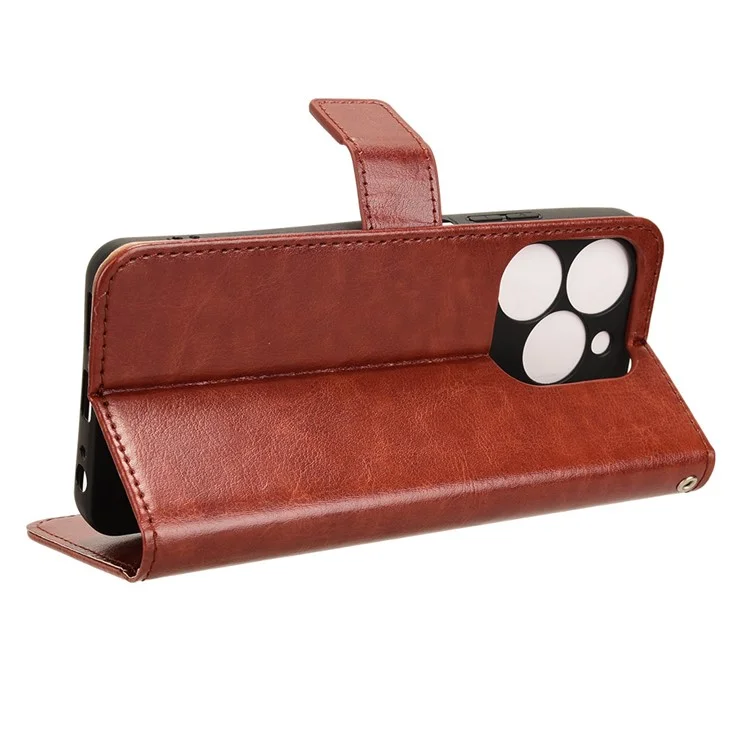 For itel A70 A665L Case Crazy Horse Texture Leather Wallet Stand Magnetic Clasp Mobile Phone Cover - Brown