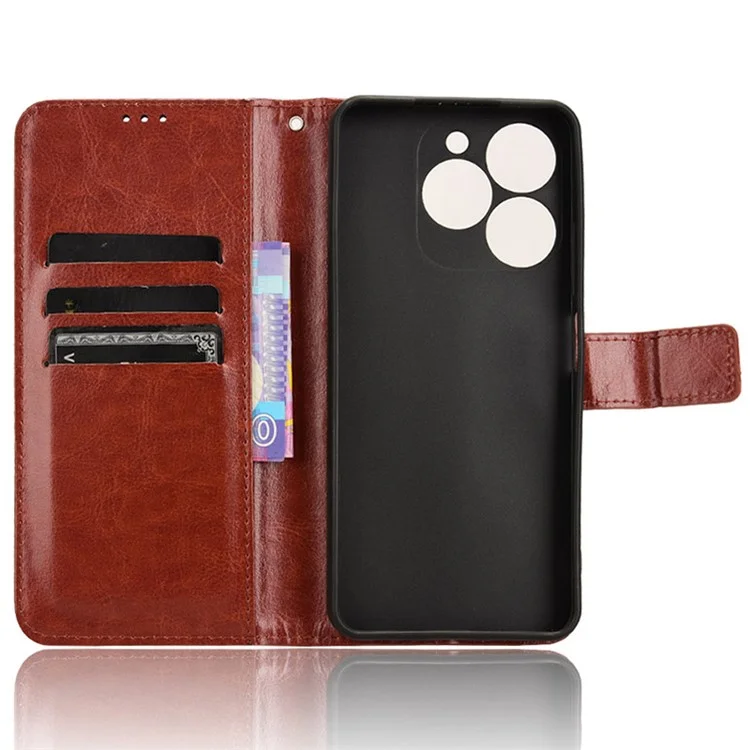 For itel A70 A665L Case Crazy Horse Texture Leather Wallet Stand Magnetic Clasp Mobile Phone Cover - Brown