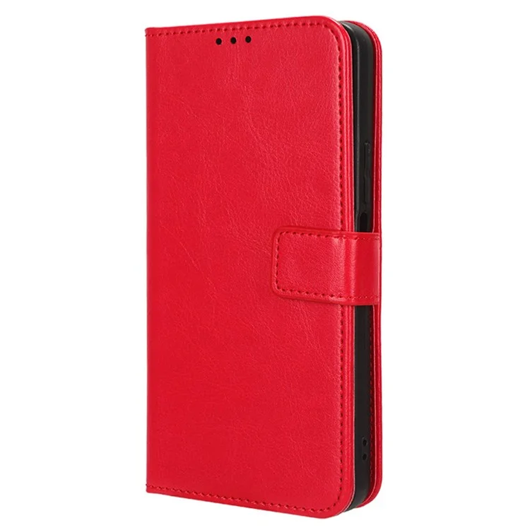 For itel A70 A665L Case Crazy Horse Texture Leather Wallet Stand Magnetic Clasp Mobile Phone Cover - Red