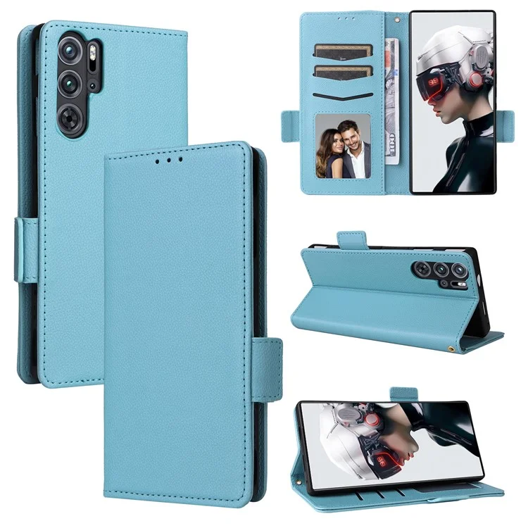 Para ZTE nubia Red Magic 9 Pro 5G / 9 Pro+ 5G Funda Tipo Cartera Textura Litchi - Azul Bebé