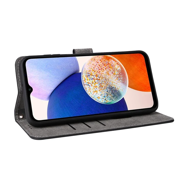 Para Samsung Galaxy A15 5G / 4G Caja RFID Bloqueo Soporte Teléfono Tapa de Tarjeta Bolsa con Correa de Mano - Negro