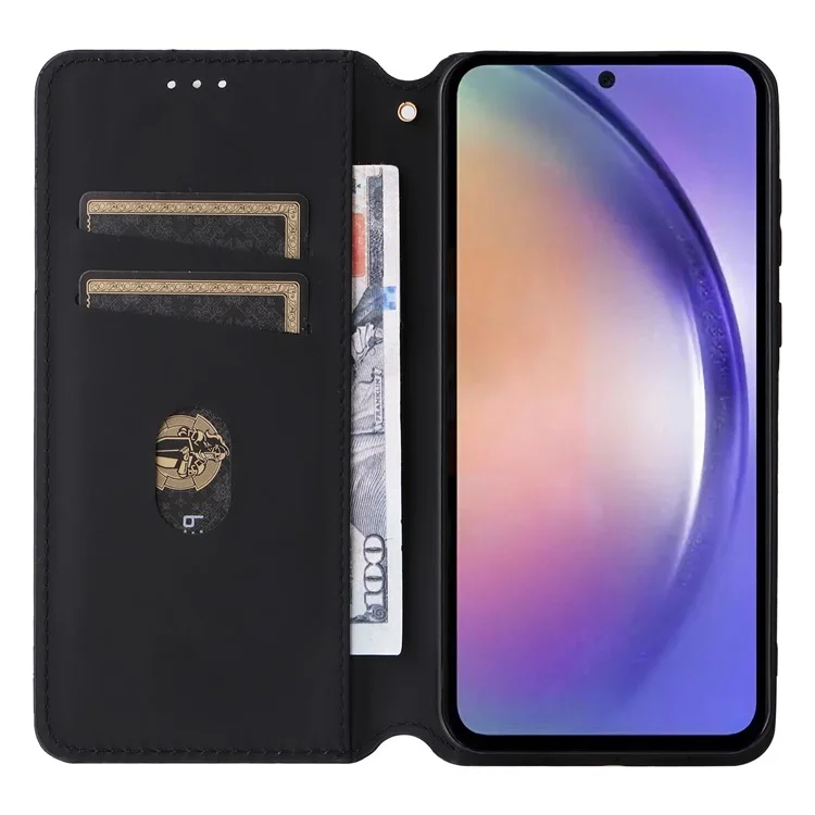 Für Samsung Galaxy A55 5G Anti-Scratch Phone Case Stand Magnetisches Handy-Cover - Schwarz